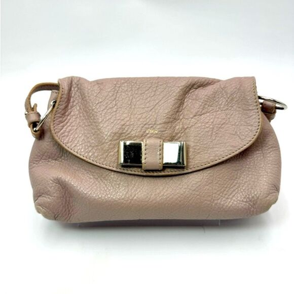Authentic Chloe Mini Taupe Leather 2way Lily Bow Handbag Neutrals - Picture 9 of 12